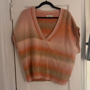 Molly Bracken V-Neck Sweater in Pink, Orange, and Cream